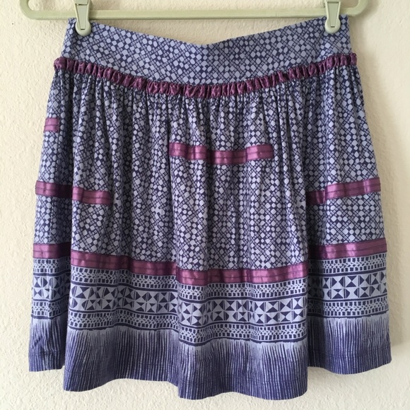 Ecoté Bohemian Purple Print High Waist Skirt - Picture 1 of 4
